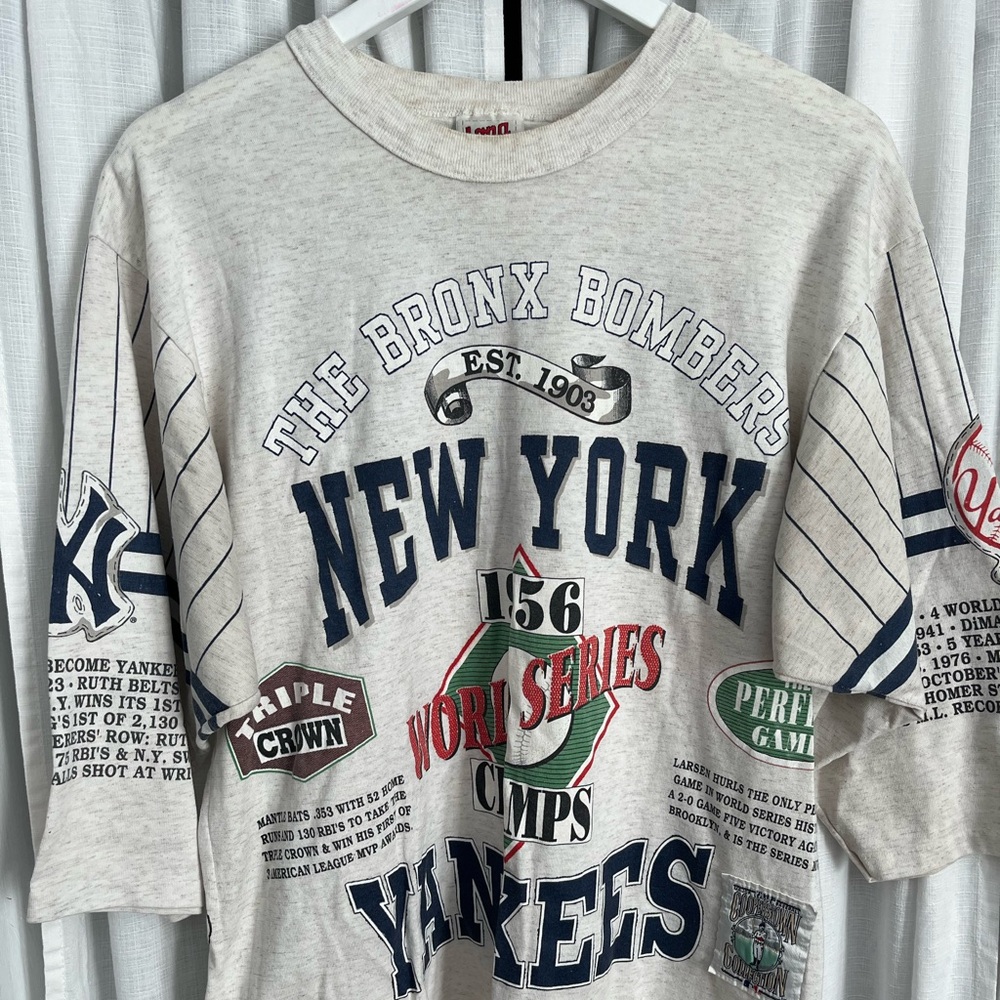 Vintage New York Yankees Graphic T-Shirt 3/4 Length Long Gone 1956 World Series